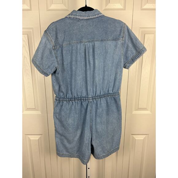 Vintage 90s Denim Short Romper Gloria Vanderbilt Size Large Petite Buttons - Picture 8 of 8